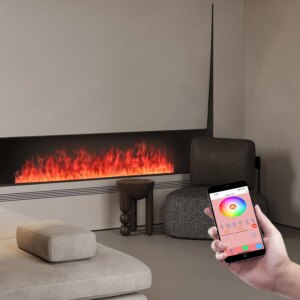 Pro 3D Water Vapor Fireplace: IP65 Waterproof LEDs, 20Hr Silent Humidifier, 128 RGB Colors, for Hotel/Office/Home