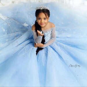 Light Sky Blue Girl Birthday Dress Customized Flower Girls Dresses Princess Queens Kids Party Baby Pageant Gowns