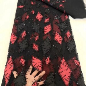 Black Lace Trim Embroidery French Lace Fabric High Quality 2024 Chiffon Mesh Lace Fabric 5yard Beaded Lace Fabric Luxury DA364-1