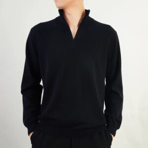 zipper turtleneck pure cashmere knitted Men Sweaters custom solid color knit man long sleeve cashmere pullover sweater