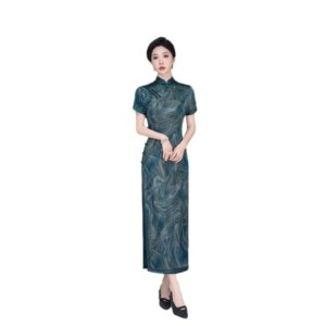 Cheongsam new Chinese female sense of daily national style dress temperament long