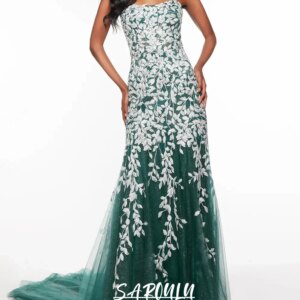 Women’s Long Formal Dress with Lace Appliques, Spaghetti Straps Long Sheath Prom Dresses Glitter Tulle Party Gowns Customized