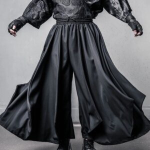 Yamamoto Style Gree Cut Deconstruction Design Culottes Men’s Niche Dark Loose Type a Bloomers Hairstylist Wide Leg Pants
