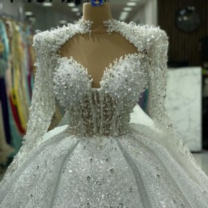 Sparkly Princess 2024 Wedding Dress Long Sleeve Caped Shoulder White Bridal Gowns Muslim Plus Size Wedding Gowns Custom Made