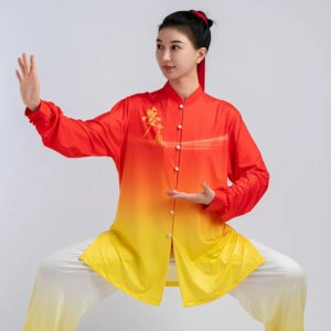 Tai Ji Suit Martial Arts Women’s New High-End Competition Performance Gradient Milk Silk Shadowboxing Exercise Clothing Men