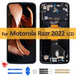 6.7″ Original AMOLED For Motorola Razr 2022 LCD Display Touch Screen Digitizer Assembly For Moto Razr 3 XT2251-1 Foldable LCD