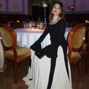 Customized Long Black&White Evening Dresses Square Neck Mermaid Pleated Dubai Floor Length Prom Dresses for Women