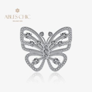 ABLES CHIC Sterling Silver Lab Diamonds Micro Paved Giant Butterfly Wedding Ring Bridal Iconic Rings S2R1S2R1249