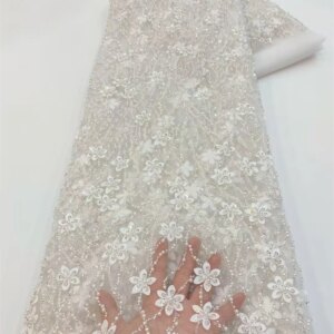 Luxury African Sequins Beaded Lace Fabric 2025 High Quality Groom Nigerian Wedding Bridal Embroidery French Tulle Sewing