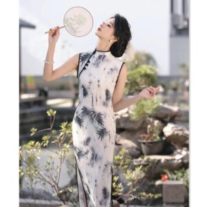 Fashion Improvement New Chinese Style Long Sleeveless Cheongsam Qi Pao Spring and Summer Young Lady