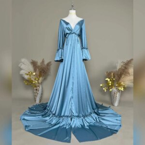 Don&Judy Maternity Photography Clothing Wedding Guest Party Dresses Silky Smooth and Soft Front Slit Maxi Pregnant Gowns 2025