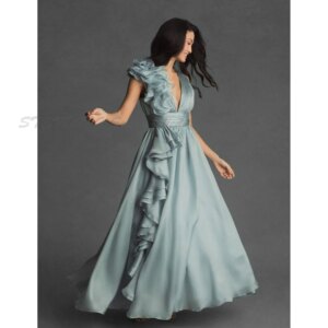 Stylish Prom Dresses Women Floor Length V Neck A Line Alliques Sleeveless Custome Formal Occasion Banquet Party Female Gowns