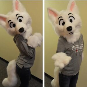 ChristmasHusky Fursuit Head Tail Gloves Suit Mascot Costume Plush Adult Size Cartoon Fancy Dress Costume For Halloween Party Eve