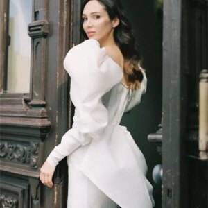 White Wedding Dress 2024 Puff Long Sleeve Bride Dress Short A line Marriage Dress Tail Back Party Dress Vestido De NoivCL-590