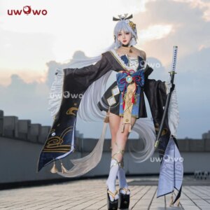 UWOWO Ayaka Cosplay Game Genshin impact Fanart Ayaka ‘Yakuza Princess’ Kimono Style Cosplay Costume Halloween Costume