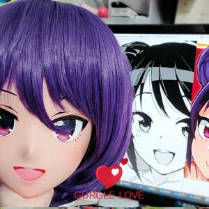 (GLK19)Customize Character Resin Half Head Japanese Animego Cosplay Crossdressing Doll Anime Kigurumi Mask With Eyes And Wig