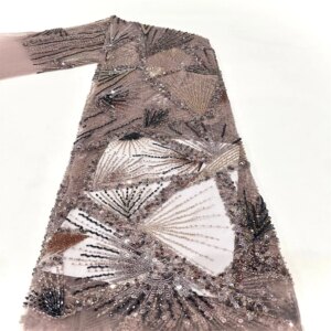 Latest African Lace Fabric High Quality 2024 Multicolor Lace Heavy Beaded Sequins French Nigerian Lace Fabrics For Wedding Dress