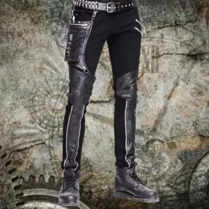 2024 Kill Matt Punk Style British style Zipper Splicing With Bag, Men’s Small Men’s Small Leg Pants Men’s pants Men’s clothing