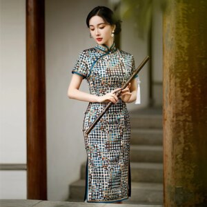 High Quality High-End Real Silk Cheongsam Qipao Summer Retro Improved National Style Dress