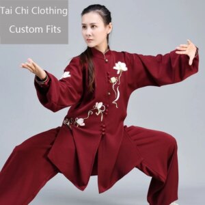 Purplish Red Tai Ji Suit Women’s Winter Thickened Exercise Clothing New Mid-Length