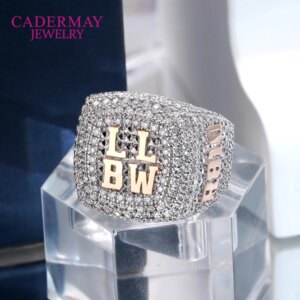 Hiphop Jewelry Custom Made Moissanite Pinky Ring 925Silver Iced Out Square Championship Rings D VVS Moissanite Memorial Ring Men
