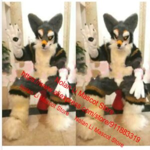 Hot Sale Long Haired Husky Dog Fox Wolf Mascot Costume Unisex Cartoon Suit Cosplay Birthday Party Adult Size Holiday Gift 1054