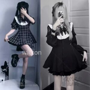 Japanese Style Kawaii Y2K Jirai Kei For Women Outfits Lace Lolita Dress Fashion Long Sleeve Bow Blouses Party Customized 2025