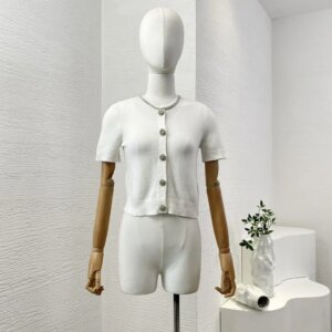 2024 Autumn Classic Basic Office Lady White Short Sleeve Cardigan Tops for Women