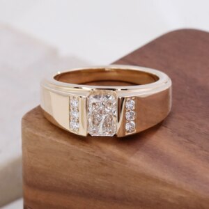 Provence real 14K/18K Gold 1.5ct Radiant cut lab diamond Men’s engagement ring Luxury wedding band for Husband Anniversary Gift