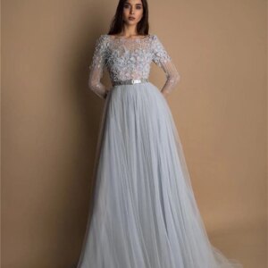 Romantic Round Neck Tulle Evening Dress Customized 2025 Elegant Lace Appliqué Gown Simple Floor-Length Gowns Vestidos De Novia