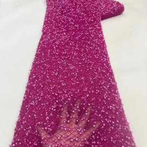 Luxury Lace Fabric High Quality Fabrics 2025 Handmade Beads Glitter Sequin Tulle African French Net Mesh For Bridal Women