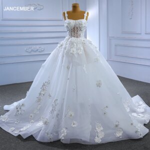 Jancember Brand New Gorgeous Wedding Dresses For Women Ball Gown Spaghetti Straps Beading Appliques Robe Mariage RSM222143