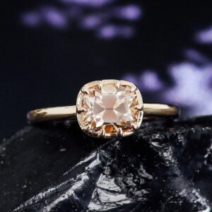 Provence 18/14/10K Yellow Gold 2.5ct Old Mine Cut Champagne Moissanite With GRA Certificate Bezel Ring For Women Customized Gift