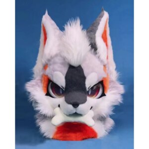 Furuit Long-haired Cat and Fox Mascot Head Party Halloween Fur Role Play