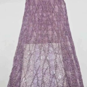 Luxury African Heavy Bead Lace Fabric 2025 High Quality 5 Yards Nigerian Pearl French Tulle Fabric Material For Wedding Party