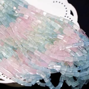 7A Morganite pillar faceted 4-14mm Wholesale for DIY  jewelry Necklace 22cm
