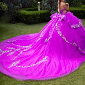 Charming Mexico Purple Women Birthday Party Dress Bow Lace Applique Ballgown Sweet 15 16 Quinceanera Prom Vestido Customized