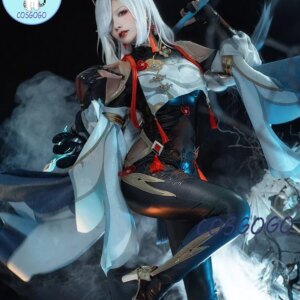 COSGOGO Game Genshin Impact Shenhe Cosplay Costume Shen He Cosplay Sexy Shenhe Cosplay Bodysuit Costume halloween role play
