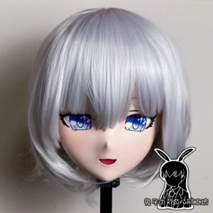 (RB32909)Customize Lockable Full Head Resin Cartoon Cosplay Japanese Character Anime Role Play Kigurumi Mask With Back Shell
