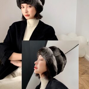winter women super luxury stunning fur hat 100% real chinchilla fur hats ladies genuine chinchilla fur cap