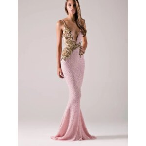 Pretty Spaghetti Strap V Neck Sleeveless Prom Dresses Trumpet High Quality Alliques Floor Length Sweep Train Luxury Evening Gown