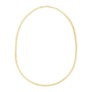 14k Yellow Gold High Polish The Textured Fancy Chain Necklace 4mm