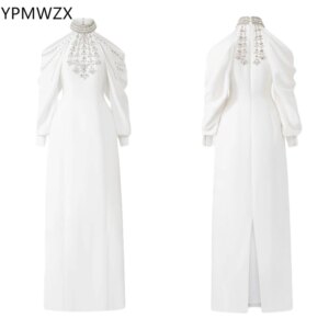 Customized Evening Dress Formal Women Prom Gown YPMWZX High Collar A-line Floor Length Skirts Ruffle Bead Bespoke Occasion