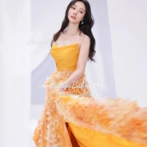 Customized Evening Dress for Women Palace Style Strapless Lace Appliques Splits Skirts Women’s Party Dress Vestidos De Fiesta