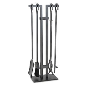 Fireplace Tool Set 4 Piece Shovel Brush Tongs Poker Natural Iron Finish Home Hearth Sinclair Original Design 19lbs Heavy-duty