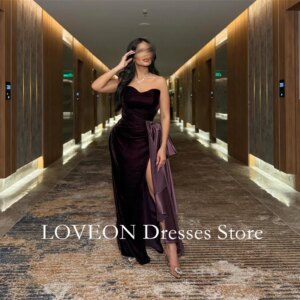 Sweetheart Velvet Side Slit Formal Evening Dresses Pleat Sleeveless فساتين سهرة Customized Elegant Prom Growns Party Women