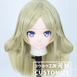 C-412-55 Customize Full Head Resin Cartoon Cosplay Japanese Character Anime Role Play Crossdress Kigurumi Mask With Back Shell