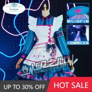 COSSUN PJSK Asahina Mafuyu Cosplay Costume Project Sekai Lovely Maid Uniform Dress Women Role Play Clothing Halloween Party