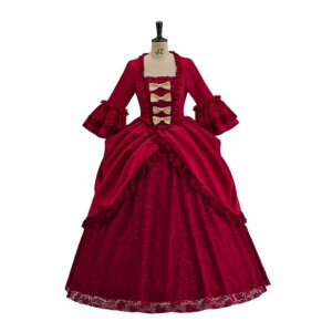 Medieval Victorian Court Lace Dress Witch Cosplay Party Costume Square Neck Flare Sleeve Maxi Dress Gown Ball Halloween Outfit