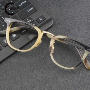 Japanese Engraved Retro Men Natural Buffalo Horn Frame Ladies Fashion Myopia Prescription Optical Glasses for Presbyopia